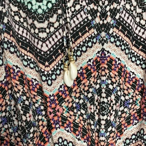 Seafolly Australia Women’s Indian Summer Split Neck Tassel Mini Dress Size S - Picture 3 of 9